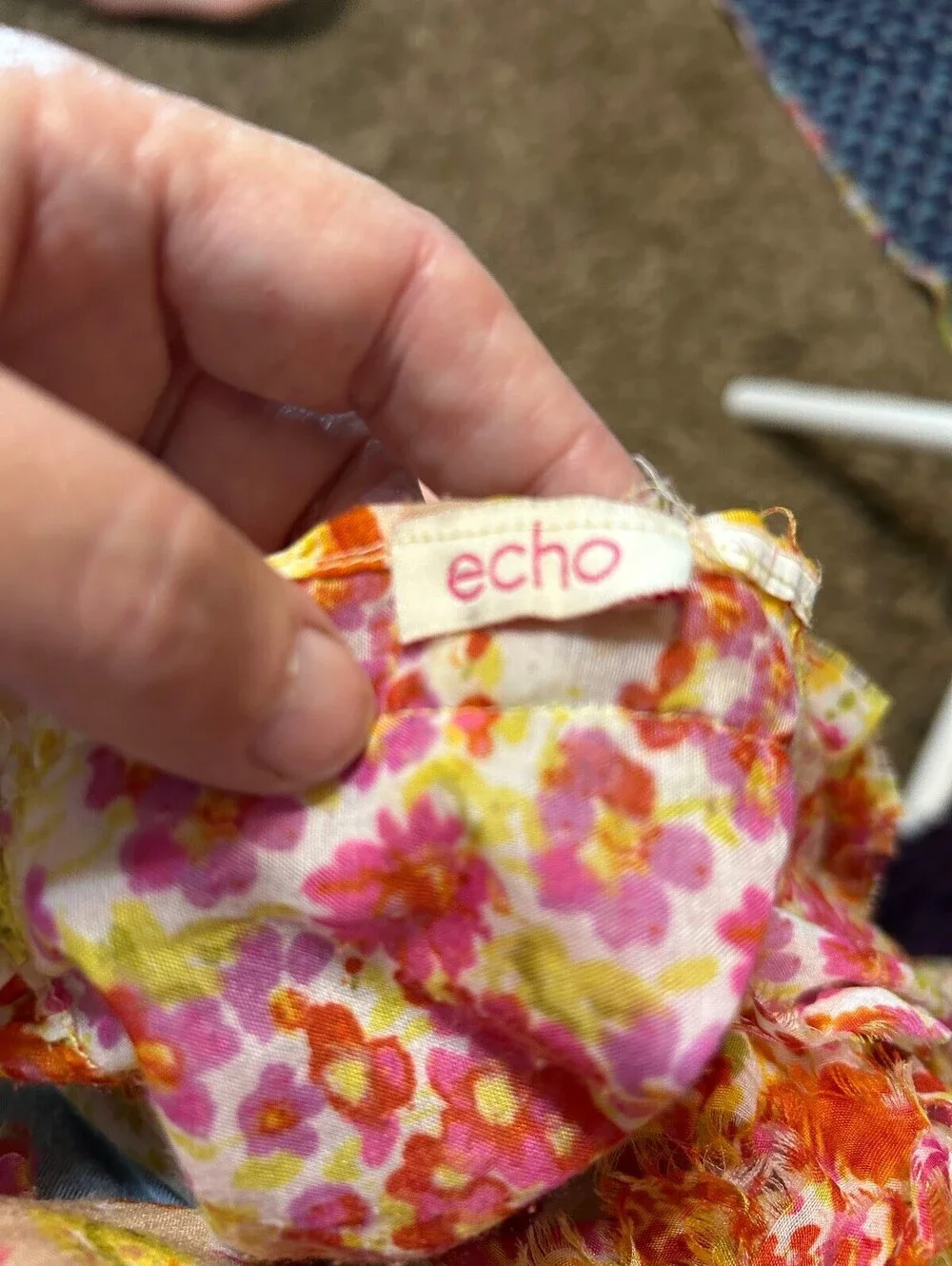 Echo Floral Lightweight Scarf with Frayed Edges